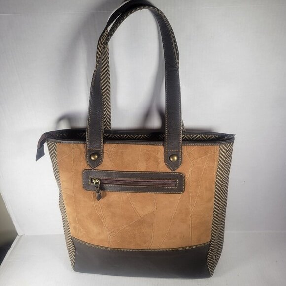 Vaan & Co. Handbags - Vaan & Co. Women Milano Upcycled Genuine Leather Herringbone Tote